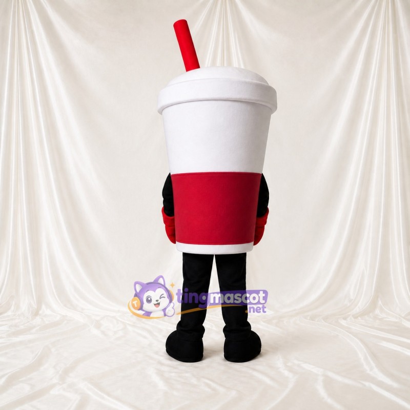 White Drink Cup Mascot Costume Full Body for Adults Food Events