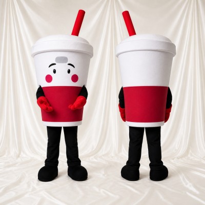 White Drink Cup Mascot Costume Full Body for Adults Food Events
