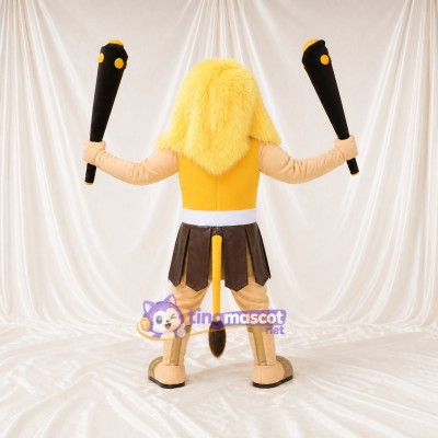 Lion Mane Ancient Warrior Mascot Costume Full Body for Adults Museums
