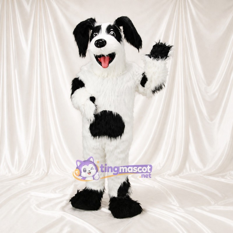 Black Patch Dog Mascot Costume Full Body for Adults School Events