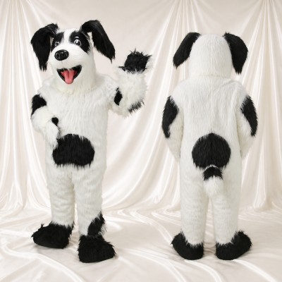 Black Patch Dog Mascot Costume Full Body for Adults School Events