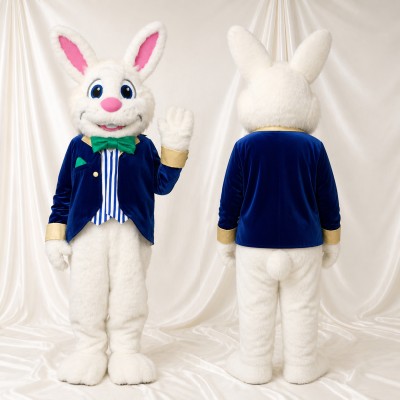White Rabbit Mascot Costume Full Body for Adults Stage Events