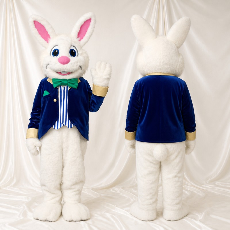 White Rabbit Mascot Costume Full Body for Adults Stage Events