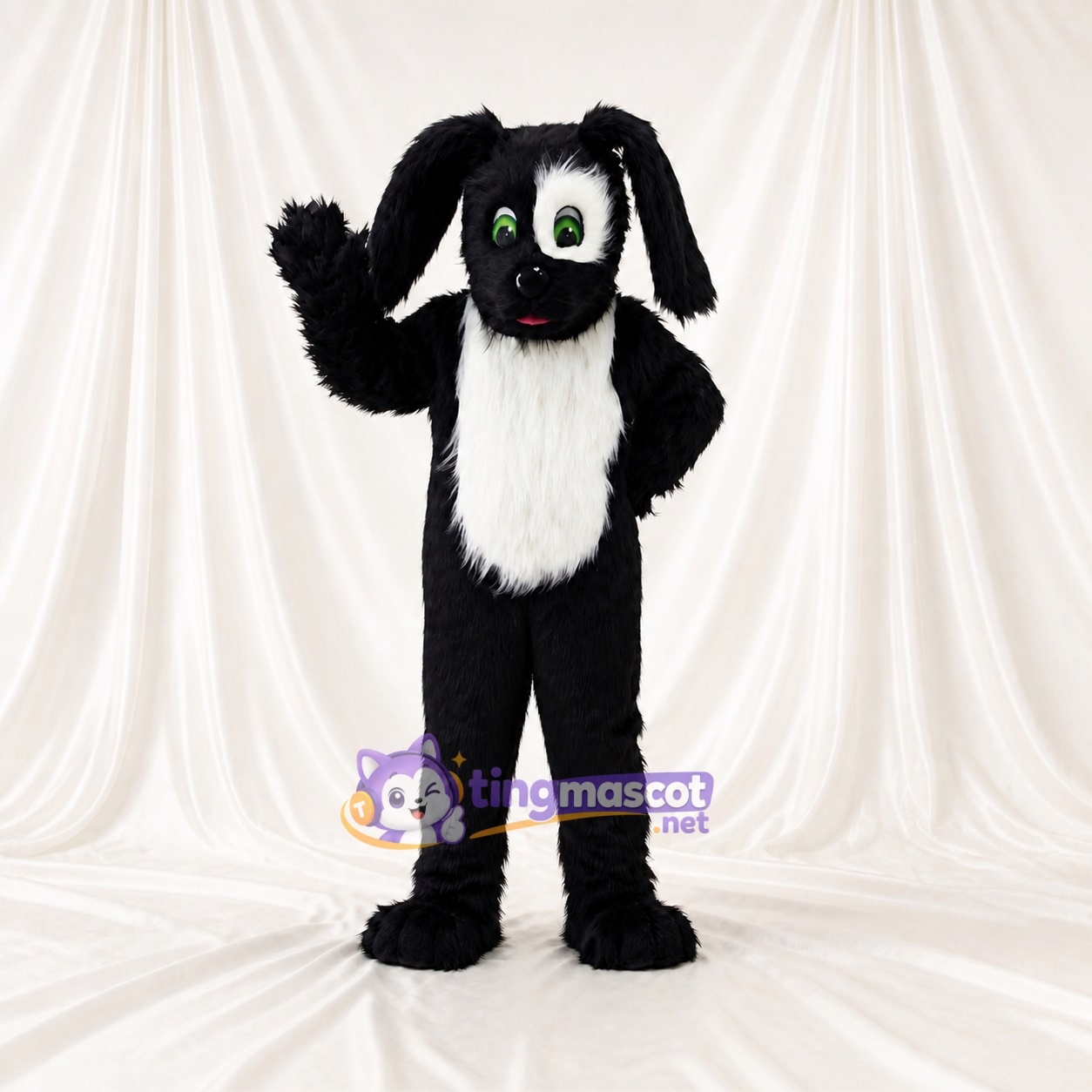 Black Dog Mascot Costume Full Body for Adults School Events Black Dog Mascot Costume Full Body for Adults School Events