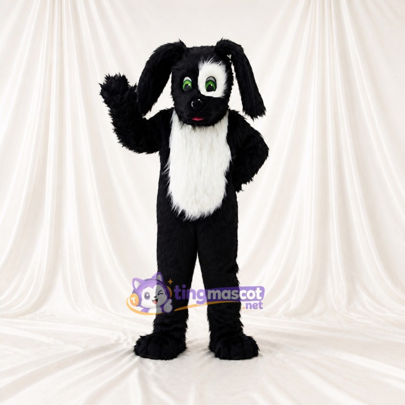 Black Dog Mascot Costume Full Body for Adults School Events