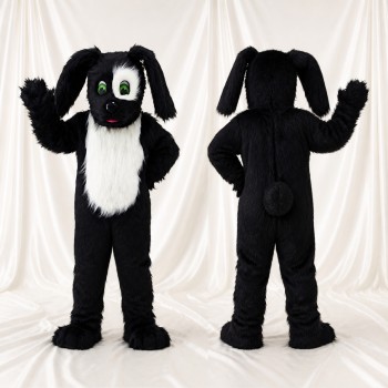 Black Dog Mascot Costume Full Body for Adults School Events