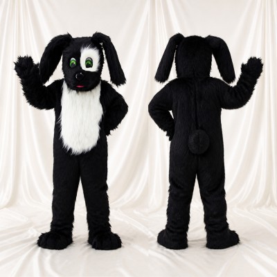 Black Dog Mascot Costume Full Body for Adults School Events