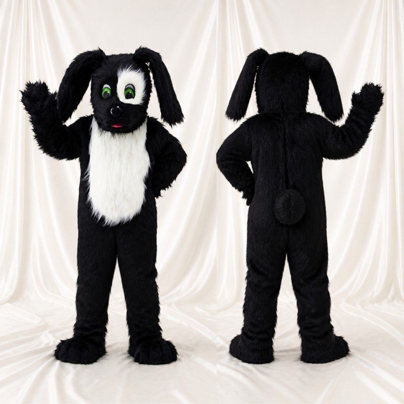 Black Dog Mascot Costume Full Body for Adults School Events