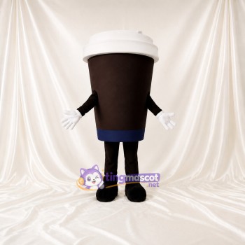 Gobelet de café à emporter blanc Costume de mascotte intégral pour adultes Événements gastronomiques
