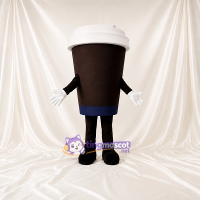 White Takeaway Coffee Cup Mascot Costume Full Body for Adults Food Events