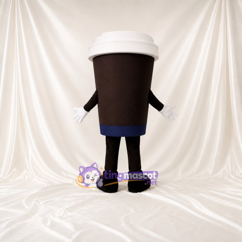 White Takeaway Coffee Cup Mascot Costume Full Body for Adults Food Events