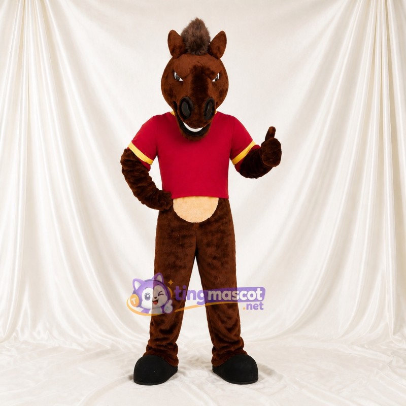 Brown Horse Mascot Costume Full Body for Adults Sports Events