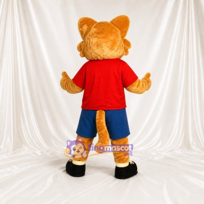 Chat à Chemise Rouge Costume de mascotte intégral pour adultes Événements sportifs