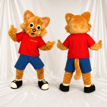 Chat à Chemise Rouge Costume de mascotte intégral pour adultes Événements sportifs