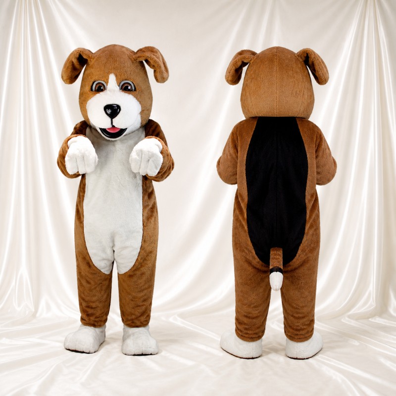 White Belly Dog Mascot Costume Full Body for Adults School Events