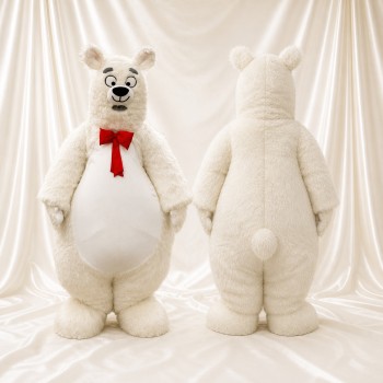Ours Polaire à Cravate Rouge Costume de mascotte intégral pour adultes Événements scolaires