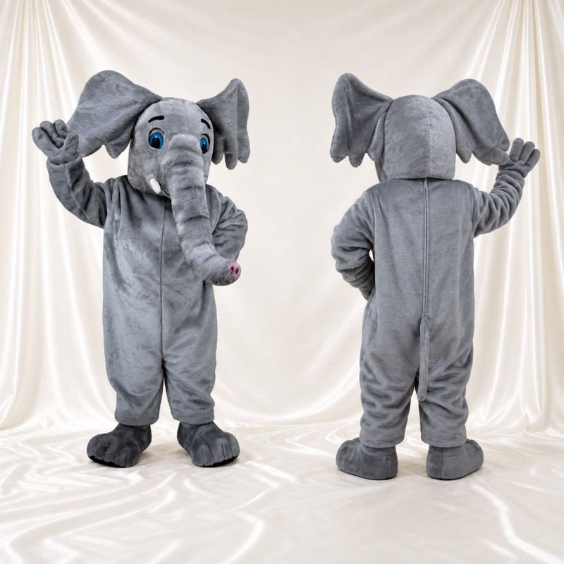 Long Curled Elephant Mascot Costume Full Body for Adults Zoos