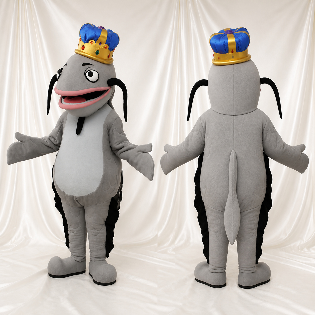 Costume de mascotte poisson-chat royal intégral pour adultes – événements scolaires Costume de mascotte poisson-chat royal intégral pour adultes – événements scolaires
