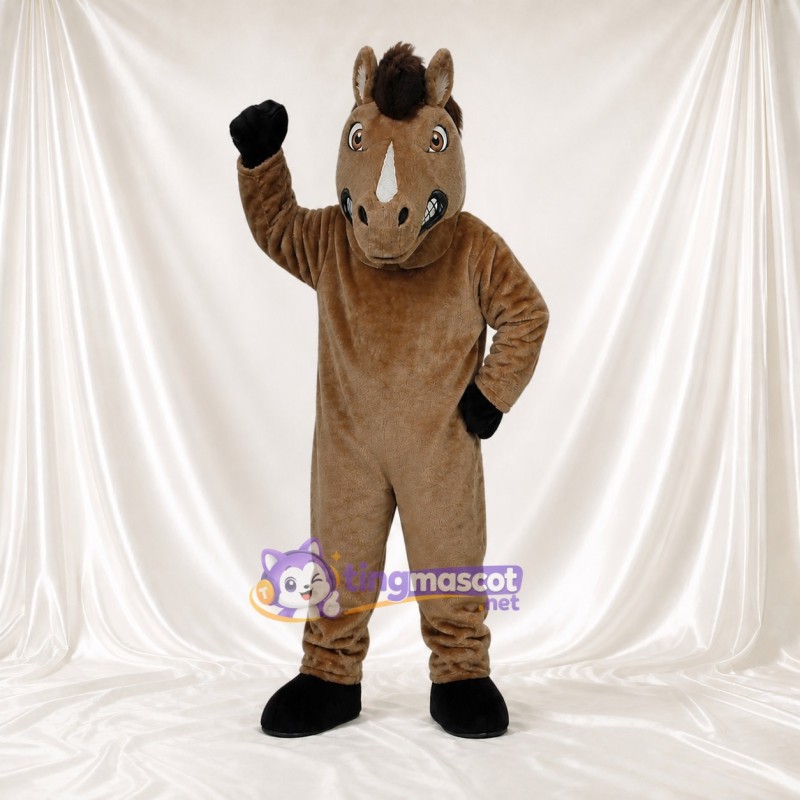Long Cheval Sombre Costume de mascotte intégral pour adultes Événements gastronomiques