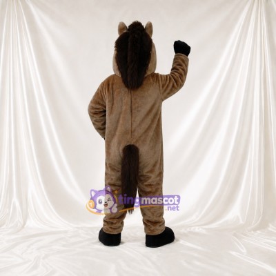 Long Cheval Sombre Costume de mascotte intégral pour adultes Événements gastronomiques