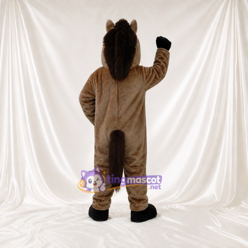 Long Cheval Sombre Costume de mascotte intégral pour adultes Événements gastronomiques