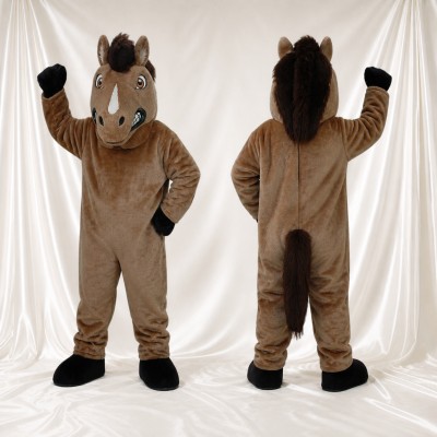 Long Cheval Sombre Costume de mascotte intégral pour adultes Événements gastronomiques