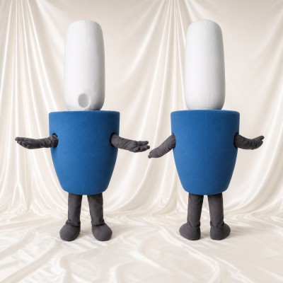 White Lipstick Mascot Costume Full Body for Adults Promotions