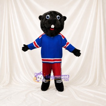 Blue Hockey Beaver Mascot Costume Full Body for Adults Sports Events