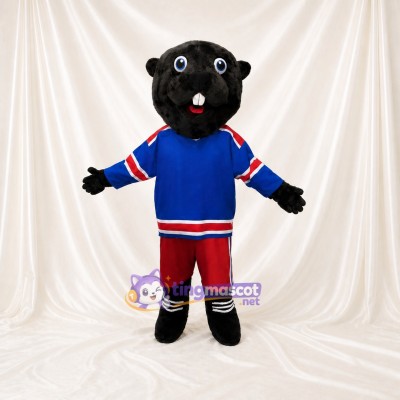 Blue Hockey Beaver Mascot Costume Full Body for Adults Sports Events