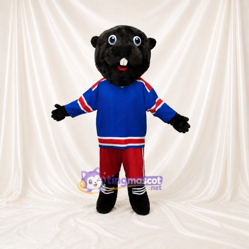 Blue Hockey Beaver Mascot Costume Full Body for Adults Sports Events