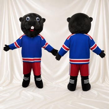 Blue Hockey Beaver Mascot Costume Full Body for Adults Sports Events