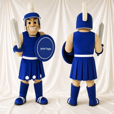 Blue Shield Sword Ancient Warrior Mascot Costume Full Body for Adults Museums