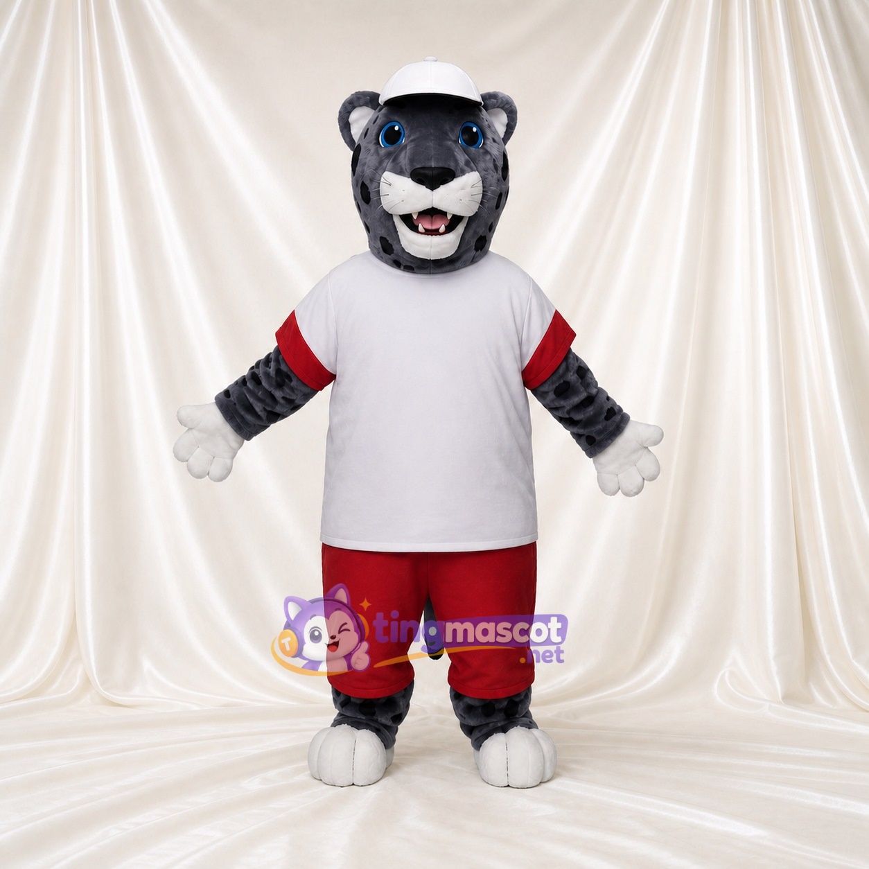 Gray Leopard Mascot Costume Full Body for Adults Sports Events Gray Leopard Mascot Costume Full Body for Adults Sports Events