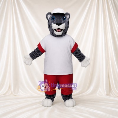 Gray Leopard Mascot Costume Full Body for Adults Sports Events