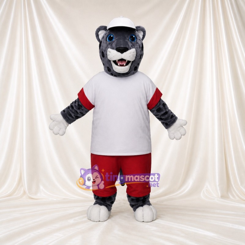 Gray Leopard Mascot Costume Full Body for Adults Sports Events