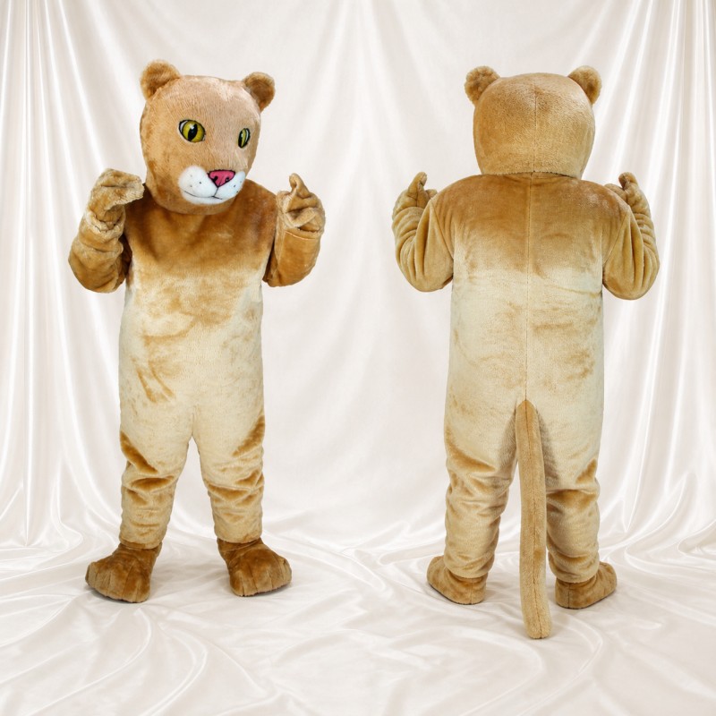 Beige-Löwe Ganzkörper-Maskottchenkostüm für Erwachsene – Schulveranstaltungen