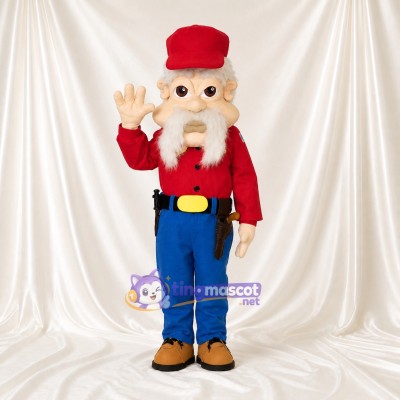 Red Service Worker Mascot Costume Full Body for Adults Promotions