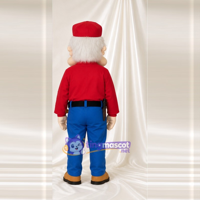 Red Service Worker Mascot Costume Full Body for Adults Promotions