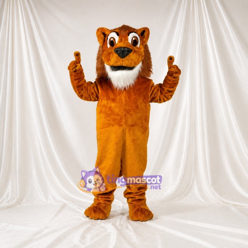 Costume de mascotte lion à poitrine blanche intégral pour adultes – événements sportifs