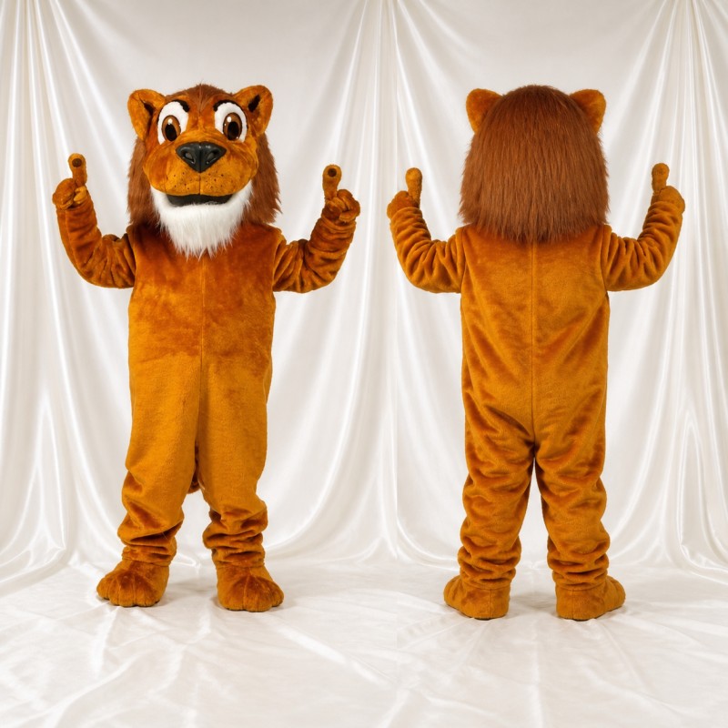 Costume de mascotte lion à poitrine blanche intégral pour adultes – événements sportifs