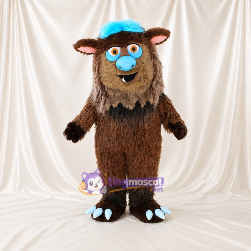 Brown Furry Monster Mascot Costume Full Body for Adults School Events