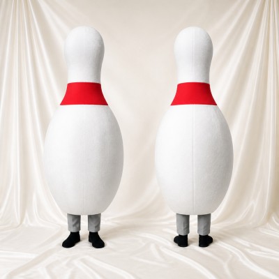 White Bowling Pin Mascot Costume Full Body for Adults Events