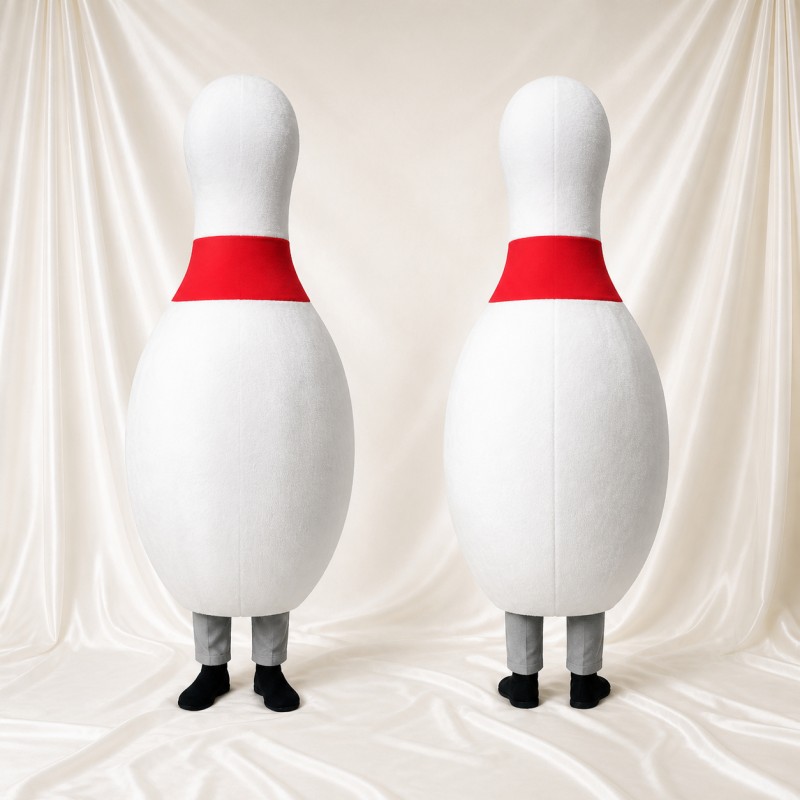 White Bowling Pin Mascot Costume Full Body for Adults Events