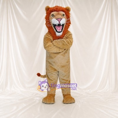 Orange Mane Lion Mascot Costume Full Body for Adults Sports Events