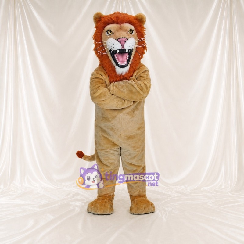 Orange Mane Lion Mascot Costume Full Body for Adults Sports Events