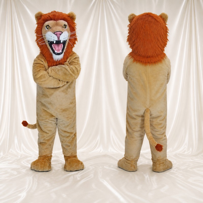 Orange Mane Lion Mascot Costume Full Body for Adults Sports Events