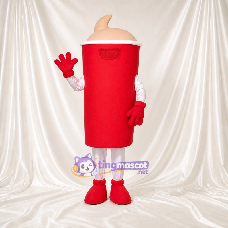 Swirled Cream Drink Cup Mascot Costume Full Body for Adults Food Events