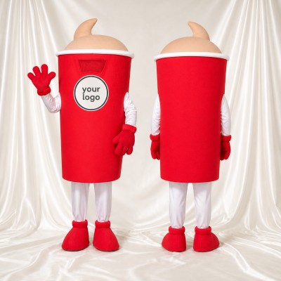 Swirled Cream Drink Cup Mascot Costume Full Body for Adults Food Events