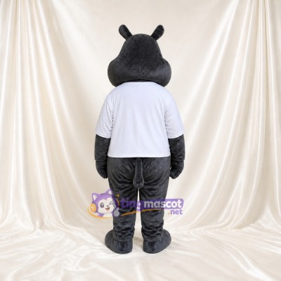 Gray Hippo Mascot Costume Full Body for Adults Zoos