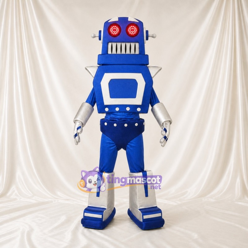 Blue Robot Mascot Costume Full Body for Adults School Events